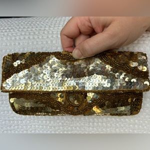 Gold Beaded Clutch